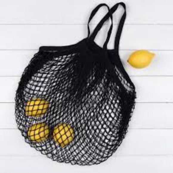 French Cotton Market Net Tote/Bag/Black Onxy - Picture 4 of 8